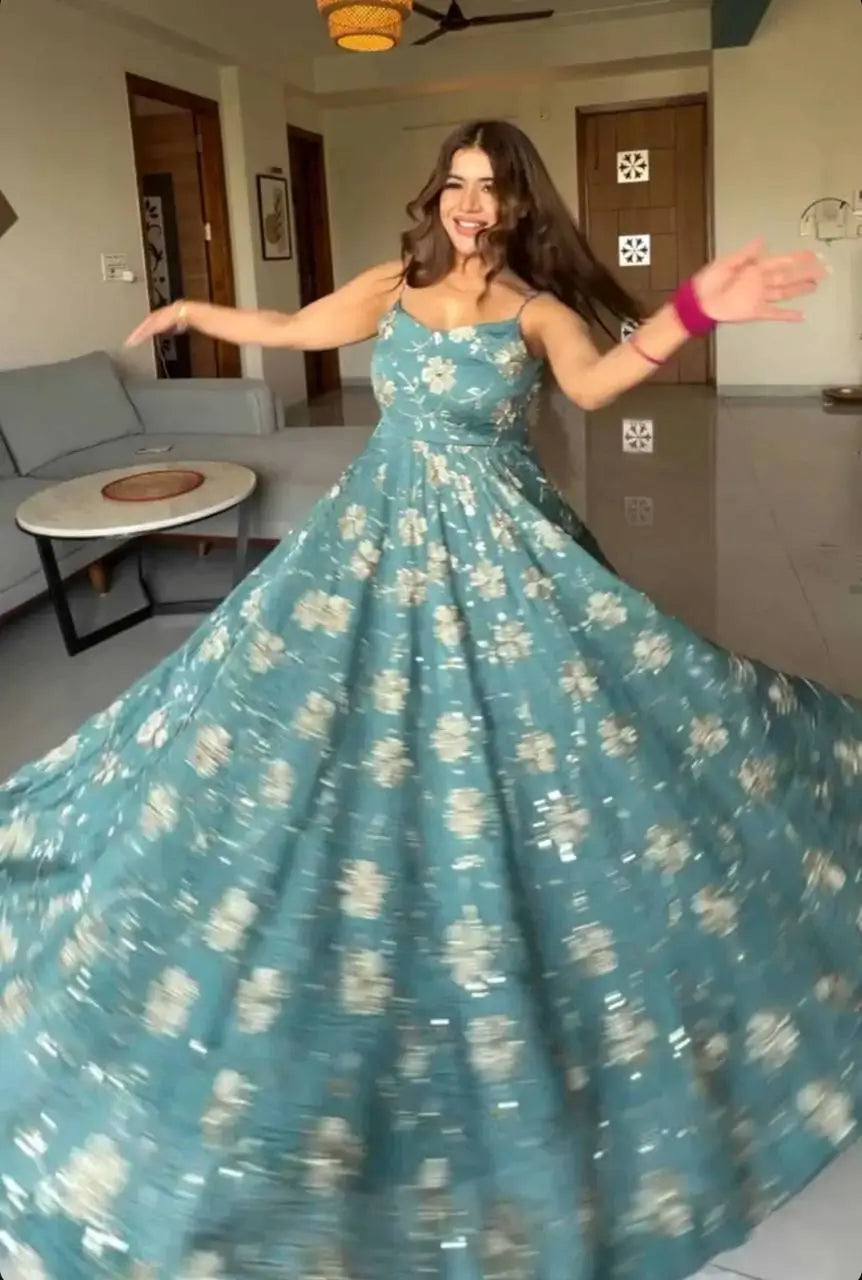 Designer Hand Beads work Anarkali Suit for Festive and Wedding Occasions