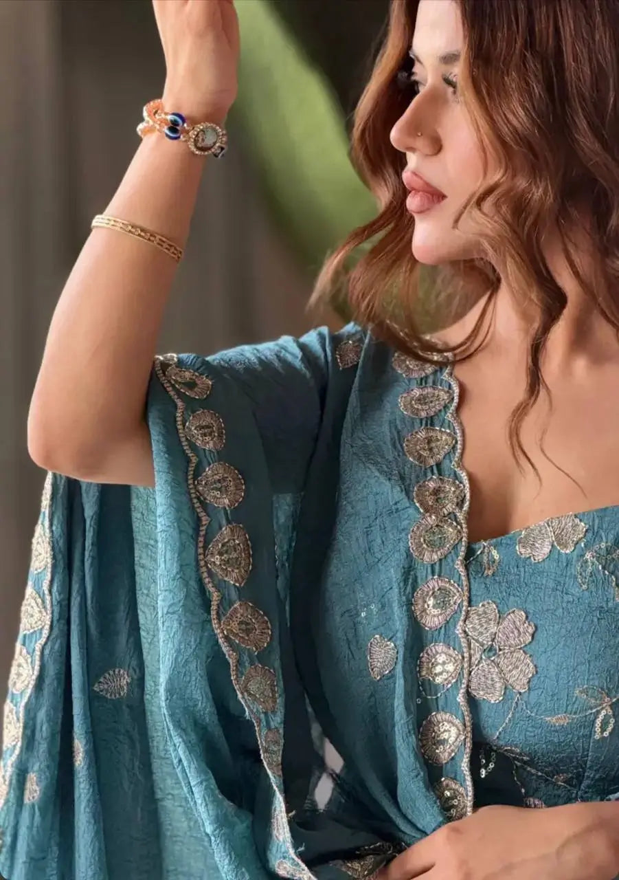 Designer Hand Beads work Anarkali Suit for Festive and Wedding Occasions