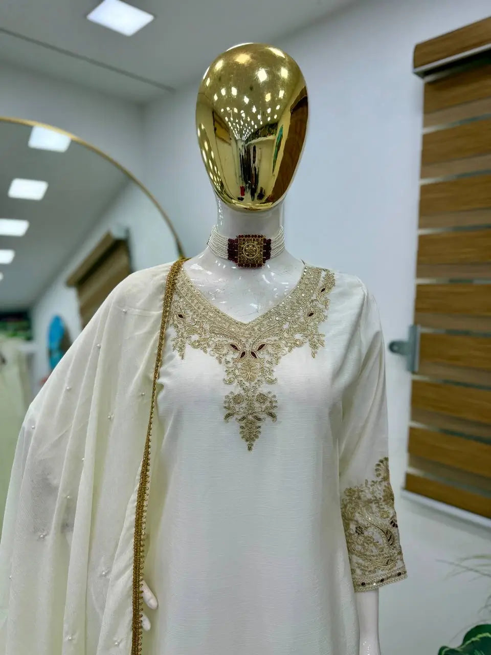 Designer Heavy Chinon Silk Sharara Suit with Coding Sequin Embroidery