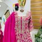 Designer Heavy Chinon Silk Sharara Suit with Coding Sequin Embroidery