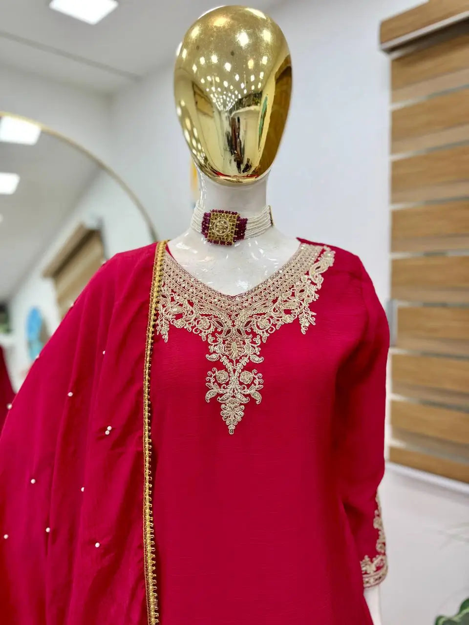 Designer Heavy Chinon Silk Sharara Suit with Coding Sequin Embroidery