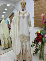 Designer Heavy Chinon Silk Sharara Suit with Coding Sequin Embroidery