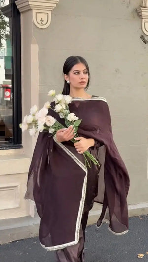 Designer Japan Satin Suit Set with Georgette Dupatta