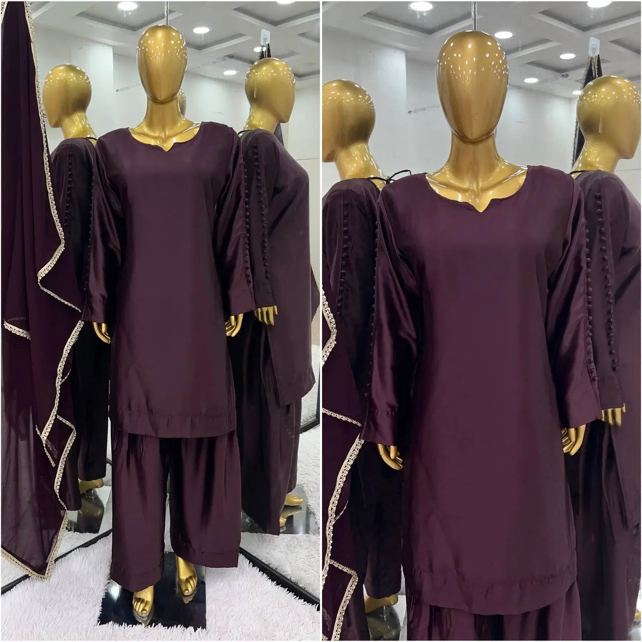 Designer Japan Satin Suit Set with Georgette Dupatta