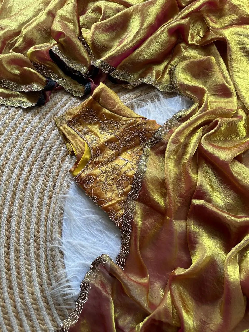 Designer Jarkan Work Satin Silk Saree