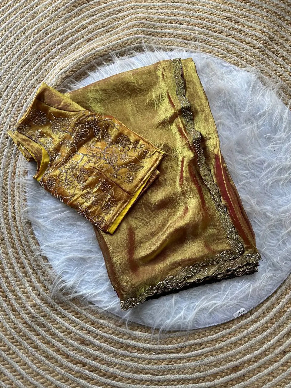 Designer Jarkan Work Satin Silk Saree