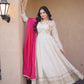 Designer Mirror Work Anarkali with Contrast Dupatta for and Wedding Occasions