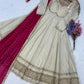 Designer Mirror Work Anarkali with Contrast Dupatta for and Wedding Occasions