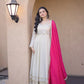 Designer Mirror Work Anarkali with Contrast Dupatta for and Wedding Occasions