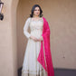 Designer Mirror Work Anarkali with Contrast Dupatta for and Wedding Occasions