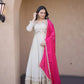 Designer Mirror Work Anarkali with Contrast Dupatta for and Wedding Occasions