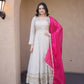 Designer Mirror Work Anarkali with Contrast Dupatta for and Wedding Occasions