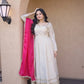 Designer Mirror Work Anarkali with Contrast Dupatta for and Wedding Occasions
