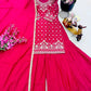 Designer Natural Crepe Embroidered Sharara Set with Dupatta | Fully Stitched