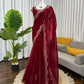 Designer Organza & Jimmy Chu Saree with Intricate Hot Fix Work | Soft Silk Saree with Unstitched Blouse