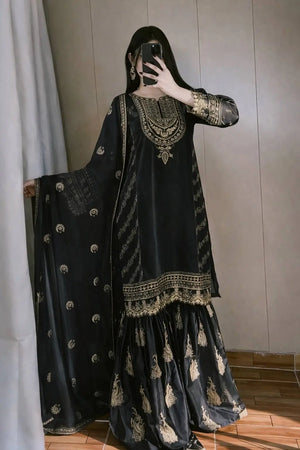 Designer Organza Silk Palazzo Suit Set for Wedding and Festive Wear