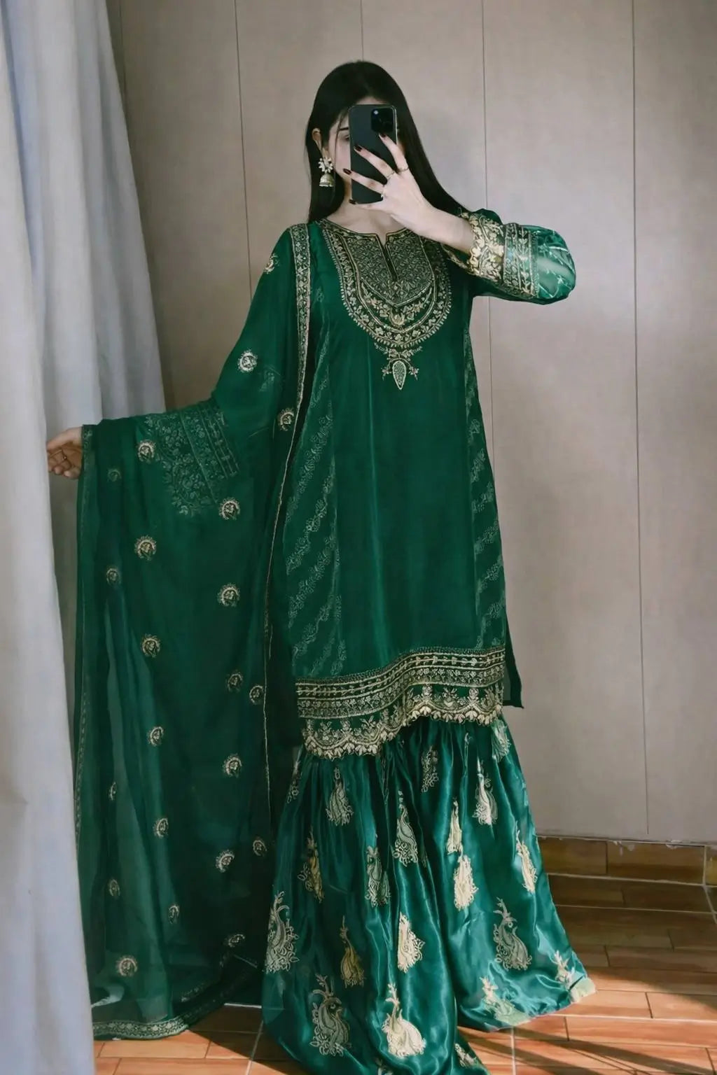 Designer Organza Silk Palazzo Suit Set for Wedding and Festive Wear