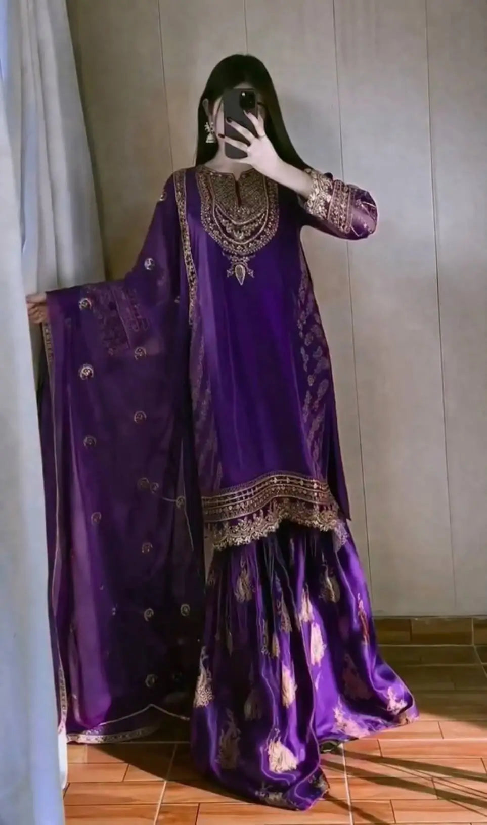 Designer Organza Silk Palazzo Suit Set for Wedding and Festive Wear