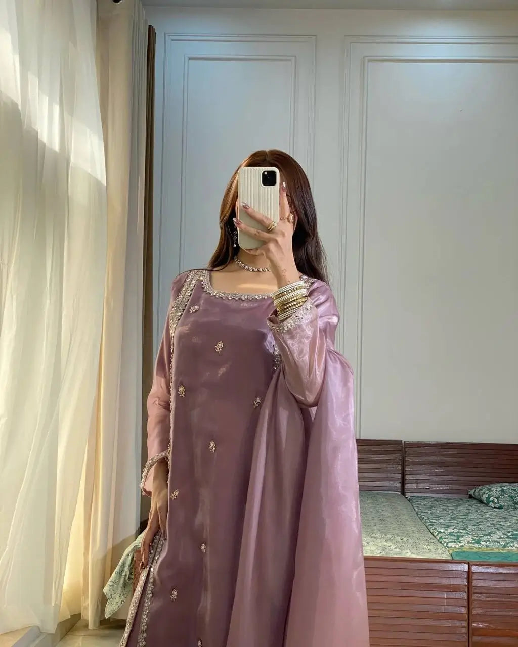 Designer Orgenza silk Embroidered Suit Set