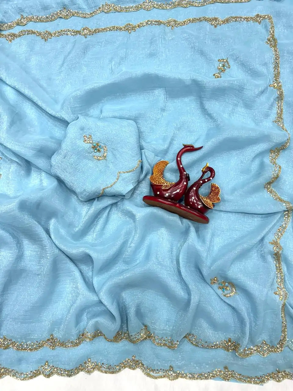 Designer Pixel Crush Saree with Handworked Blouse