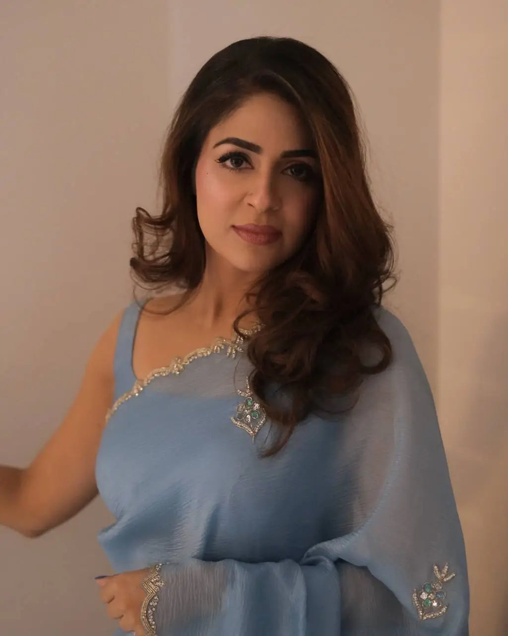 Designer Pixel Crush Saree with Handworked Blouse