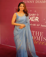 Designer Pixel Crush Saree with Handworked Blouse