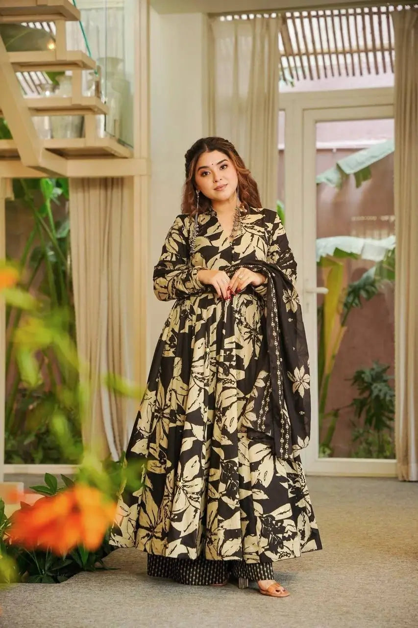 Designer Printed Anarkali Suit Set for Festive and Casual Wear
