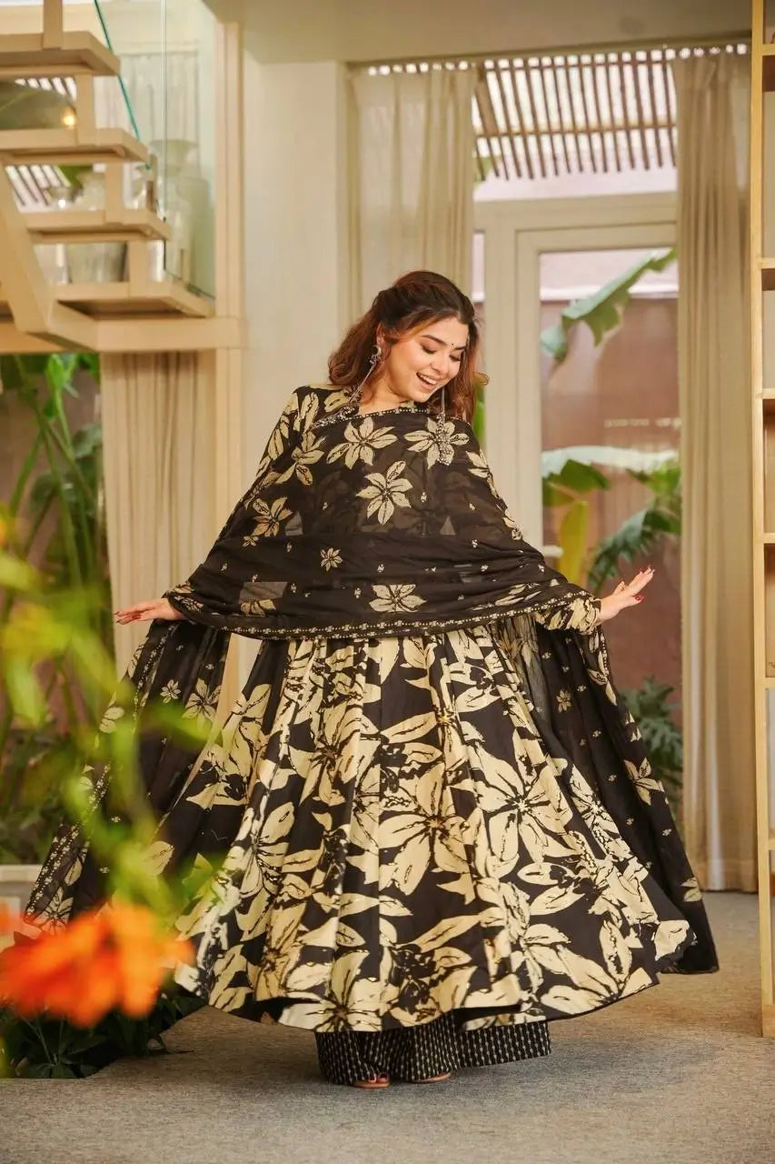Designer Printed Anarkali Suit Set for Festive and Casual Wear