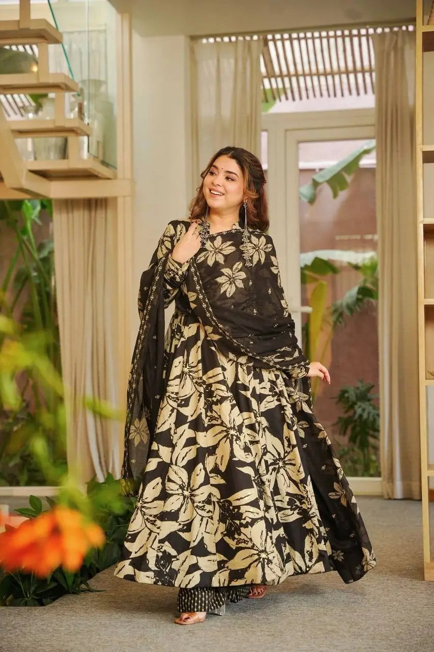 Designer Printed Anarkali Suit Set for Festive and Casual Wear