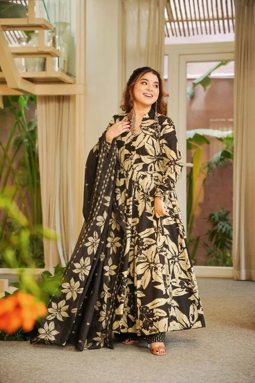 Designer Printed Anarkali Suit Set for Festive and Casual Wear