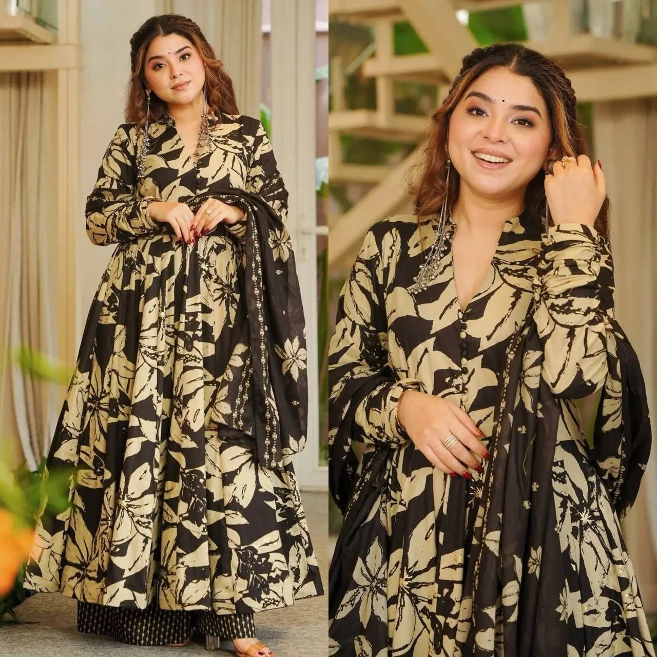 Designer Printed Anarkali Suit Set for Festive and Casual Wear