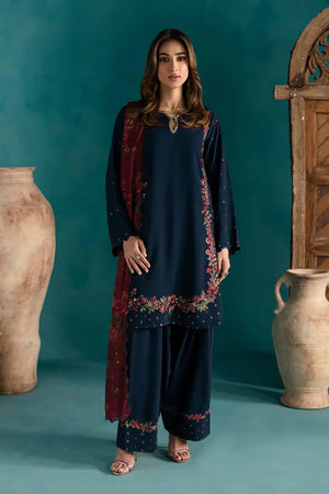 Designer Pure Crepe Silk Embroidered Suit Set with Dupatta