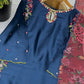 Designer Pure Crepe Silk Embroidered Suit Set with Dupatta