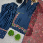 Designer Pure Crepe Silk Embroidered Suit Set with Dupatta