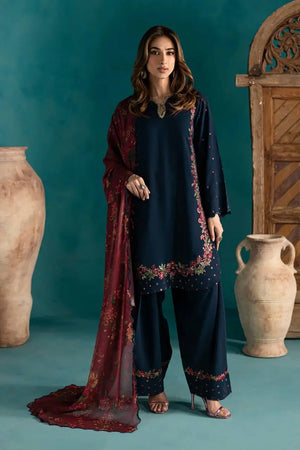 Designer Pure Crepe Silk Embroidered Suit Set with Dupatta