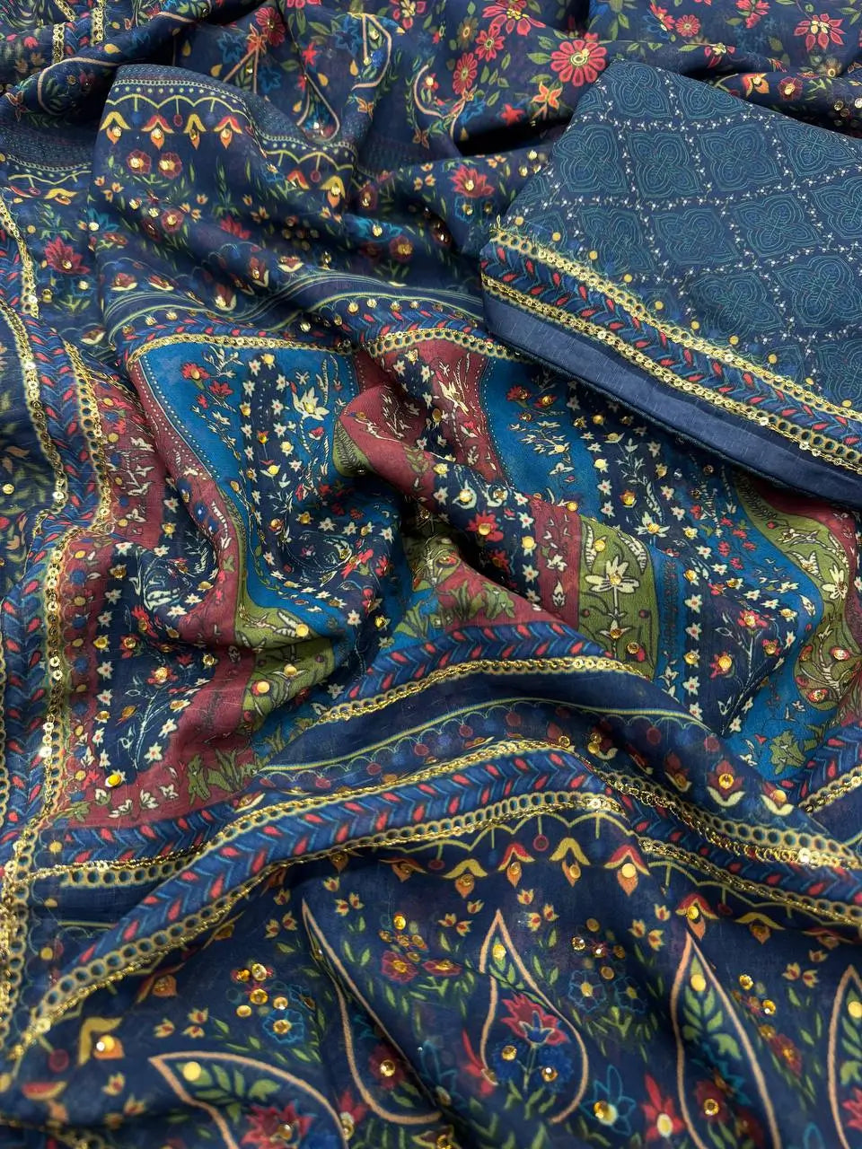 Designer Pure Georgette Sequin Saree for Party and Festive Wear