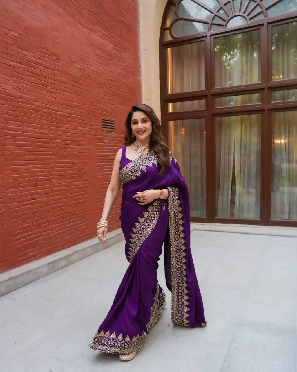 Designer Rangoli Silk Saree with Zari Sequence Work for Wedding Reception and Festive Party