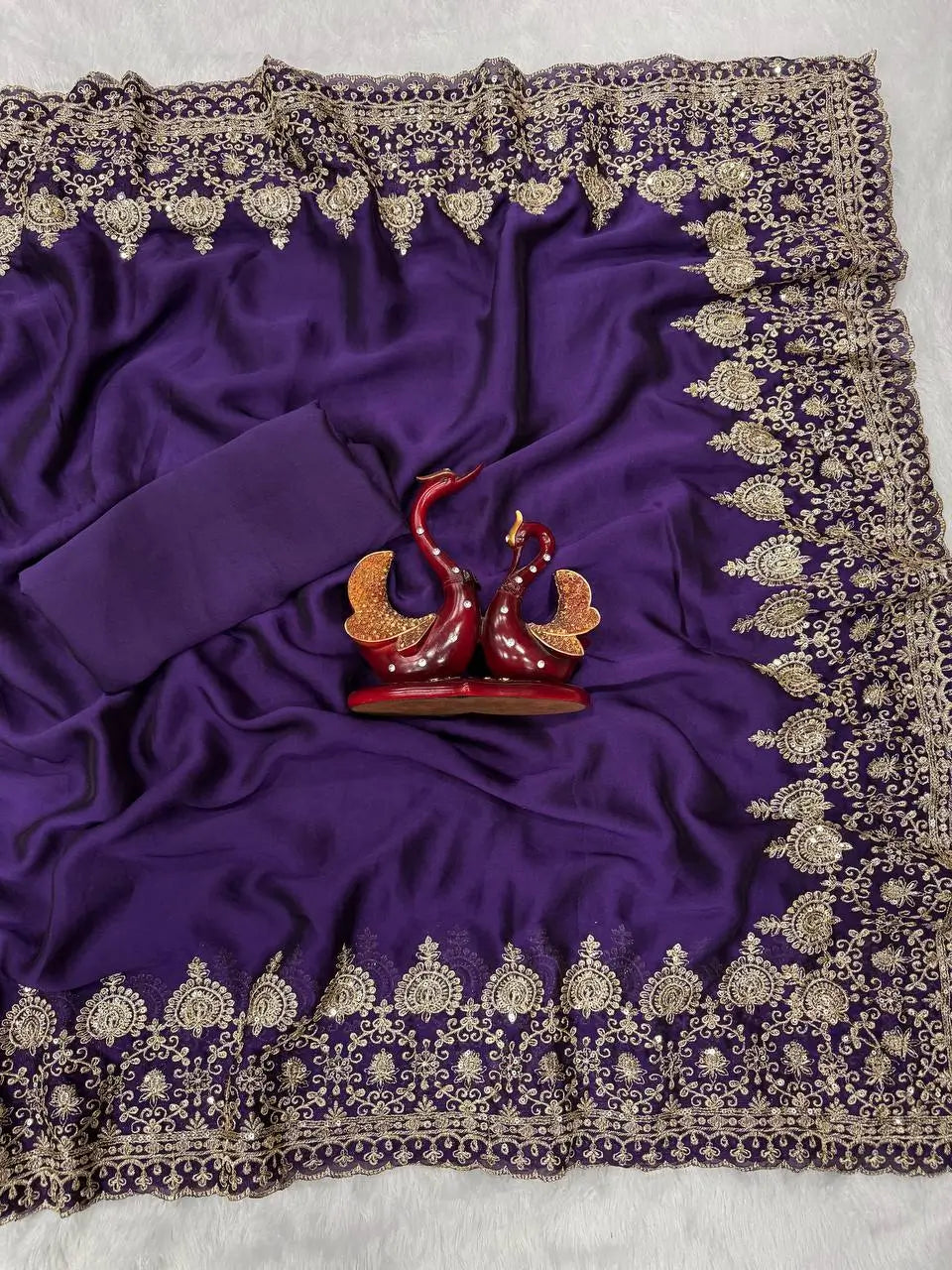 Designer Rangoli Silk Saree with Zari Sequence Work for Wedding Reception and Festive Party