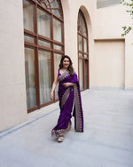 Designer Rangoli Silk Saree with Zari Sequence Work for Wedding Reception and Festive Party