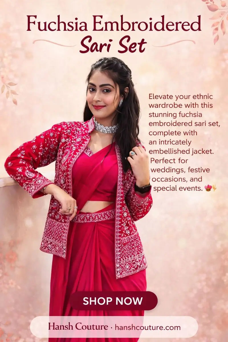 Designer Ready to Wear Crepe Silk Saree with Embroidered Jacket