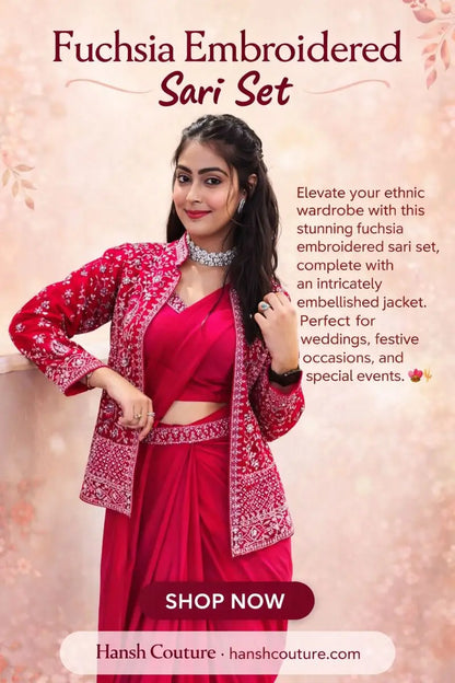 Designer Ready to Wear Crepe Silk Saree with Embroidered Jacket