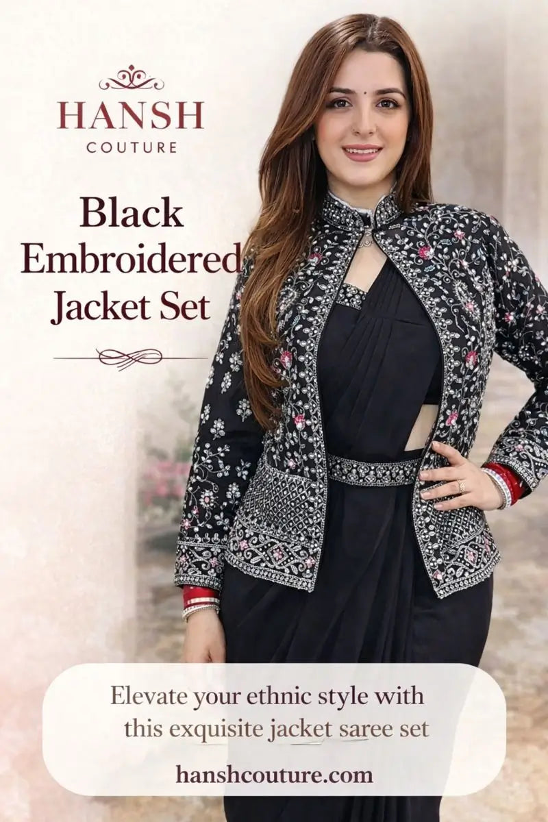 Designer Ready to Wear Crepe Silk Saree with Embroidered Jacket