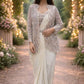 Designer Ready to Wear Crepe Silk Saree with Embroidered Koti for Wedding and Party Wear