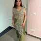 Designer Ready to Wear Embroidered Chinon Saree for Festive and Party Wear