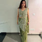 Designer Ready to Wear Embroidered Chinon Saree for Festive and Party Wear