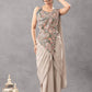 Designer Ready to Wear Embroidered Chinon Saree for Festive and Party Wear