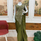 Designer Ready to Wear Embroidered Chinon Saree for Festive and Party Wear