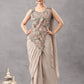 Designer Ready to Wear Embroidered Chinon Saree for Festive and Party Wear