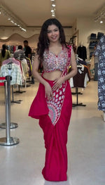 Designer Ready to Wear Embroidered Faux Georgette Saree for Festive and Party Wear