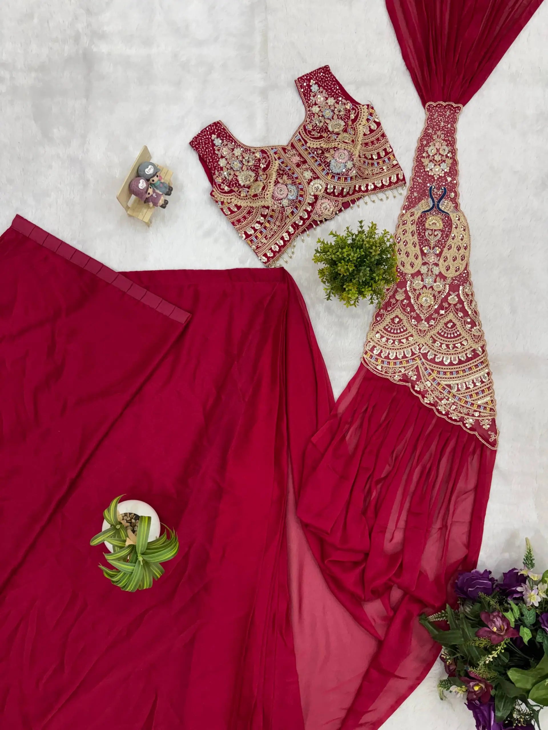 Designer Ready to Wear Embroidered Rangoli Silk Saree for Festive and Party Wear